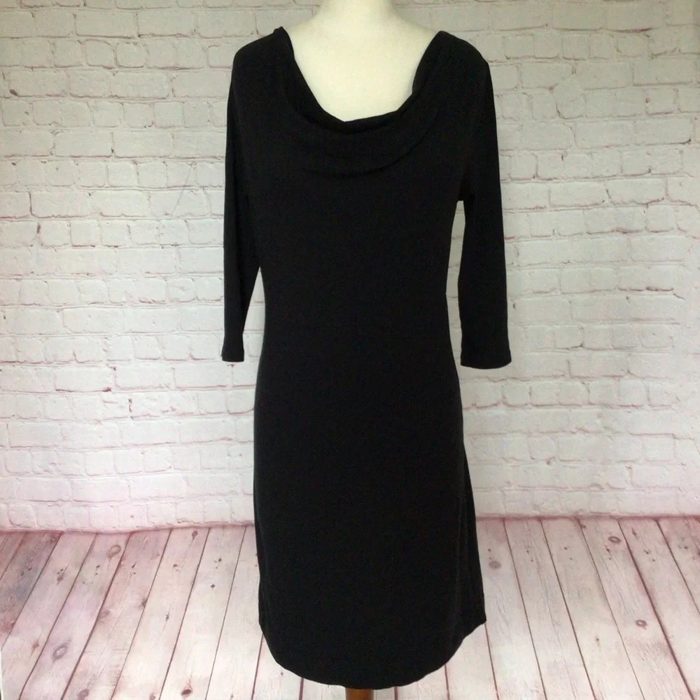 J. Crew Black Cowl Neck 3/4 Length Sleeve Pullover Dress - Size XS